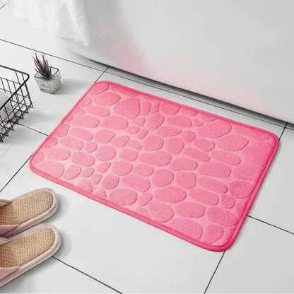 Tapis de bain design galets | Escale Douche Rose foncé / 40cm x 60cm