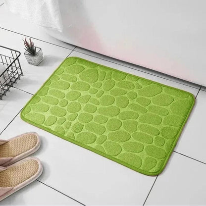 Tapis de bain design galets | Escale Douche Vert clair / 40cm x 60cm