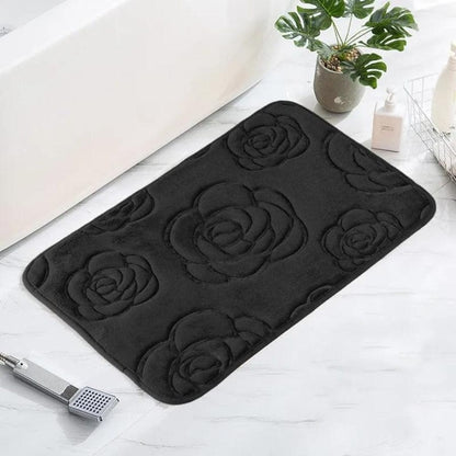 Tapis de bain design rosier | Escale Douche Noir / 40cm x 60cm
