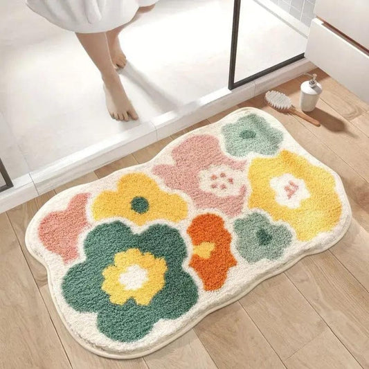 Tapis de bain fleuri | Escale Douche Multicolore / 40cm x 60cm