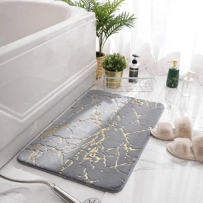 Tapis de bain imitation marbre | Escale Douche Gris / 40cm x 60cm