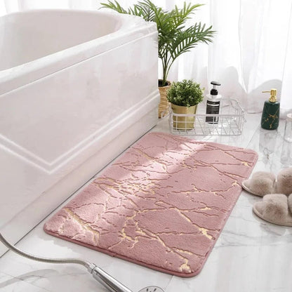 Tapis de bain imitation marbre | Escale Douche Rose / 50cm x 80cm