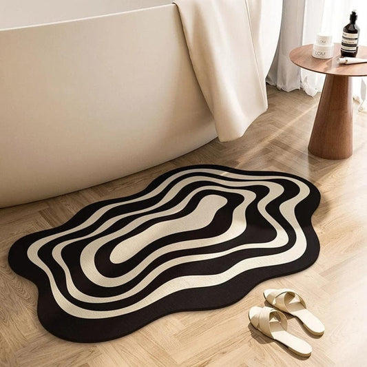 Tapis de bain  style zèbre | Espace Douche Blanc et noir / 40cm x 60cm