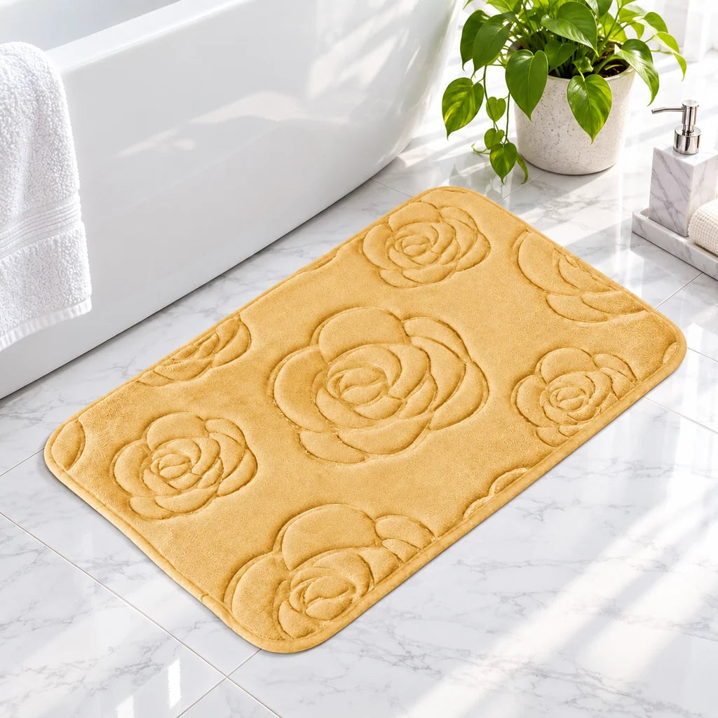 Tapis de bain design rosier