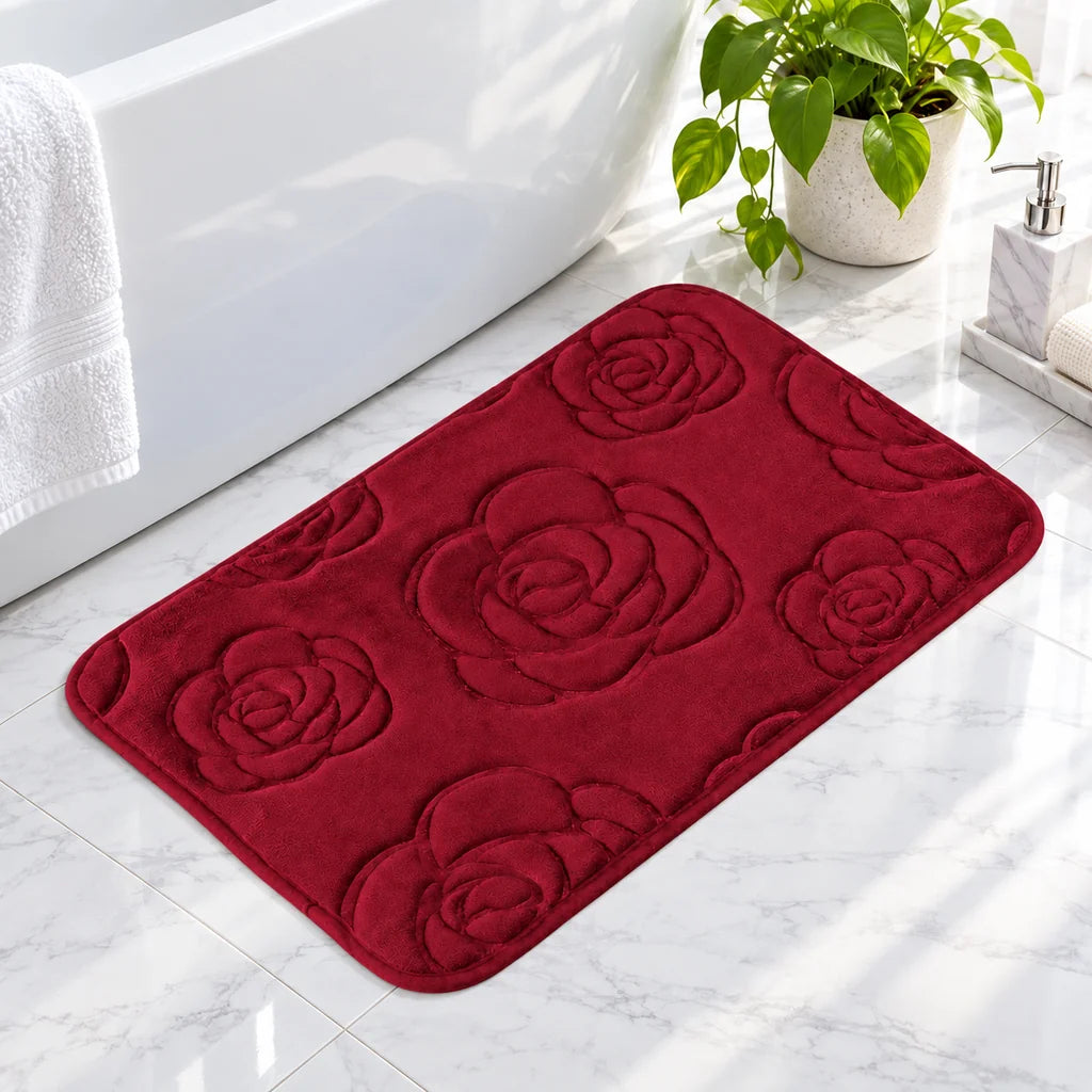 Tapis de bain design rosier