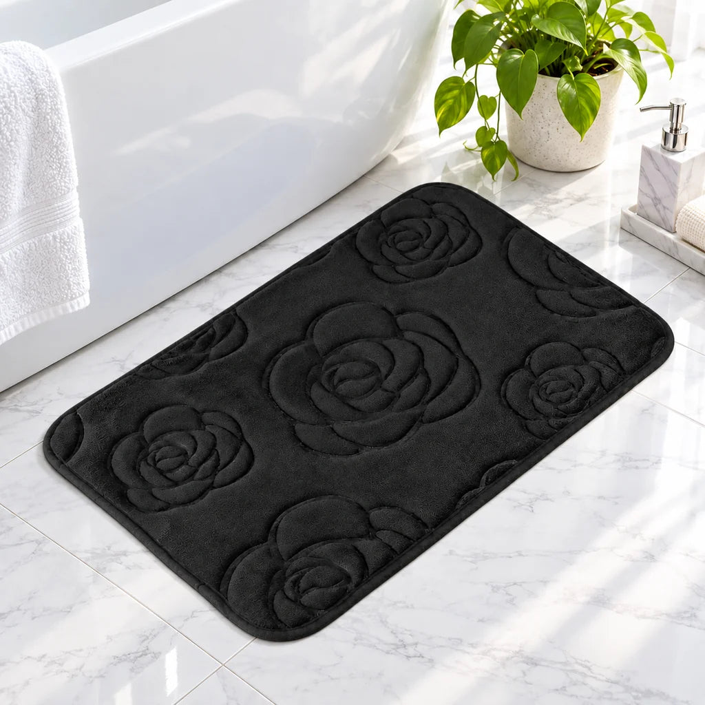 Tapis de bain design rosier